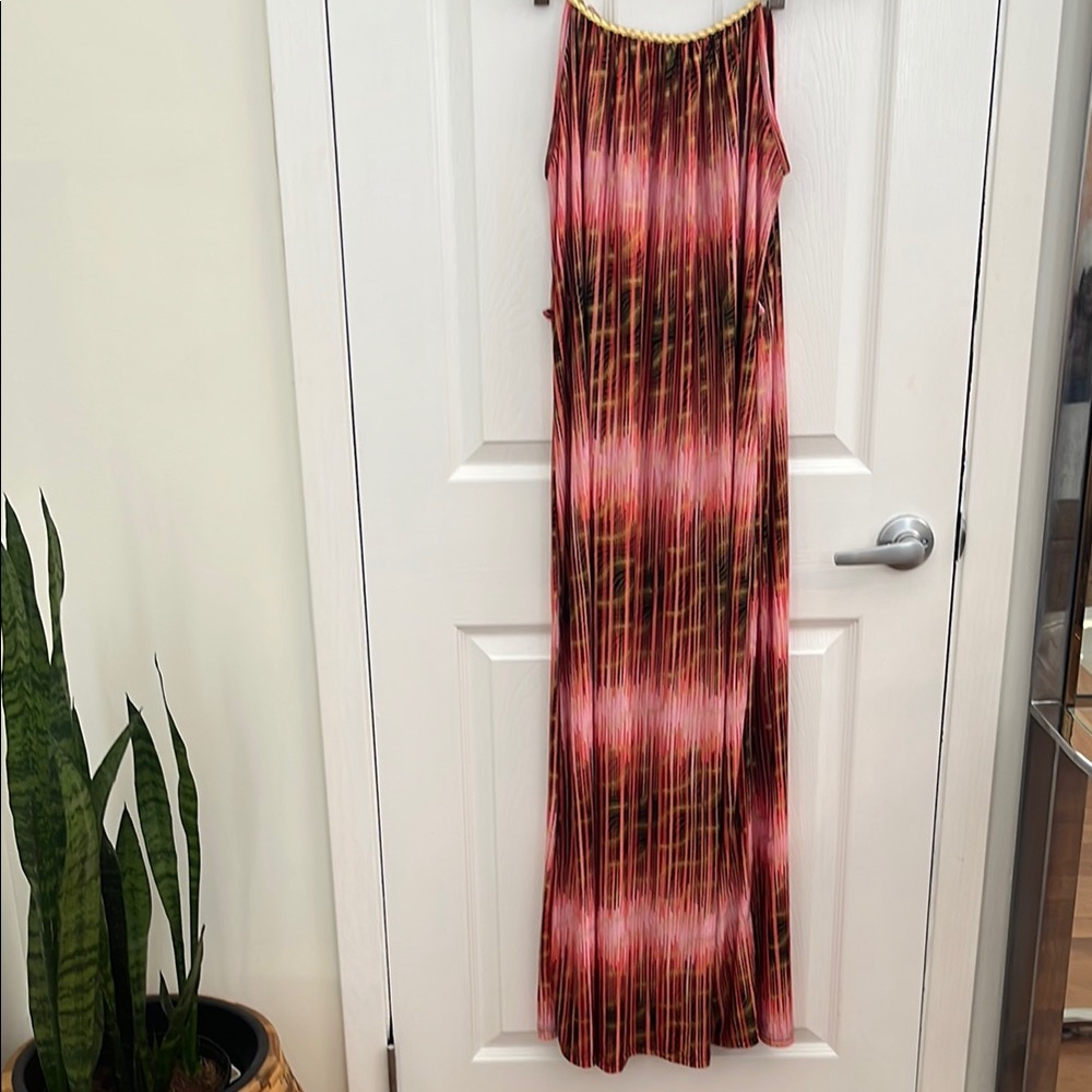 Gold , Pink & Black Long Dress Size L - Picture 4 of 6